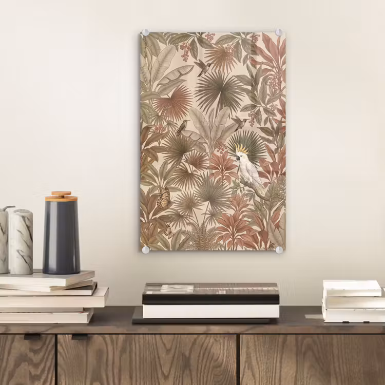 Glas schilderij - Tropisch - Vogels - Beige — 2