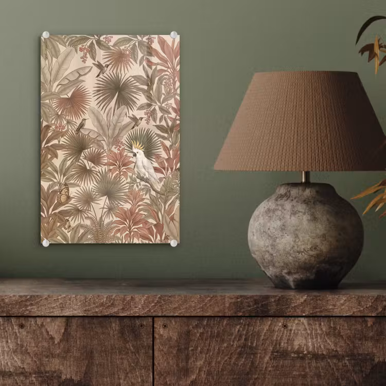 Glas schilderij - Tropisch - Vogels - Beige — 4