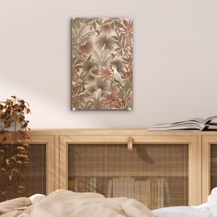 Glas schilderij - Tropisch - Vogels - Beige — 5