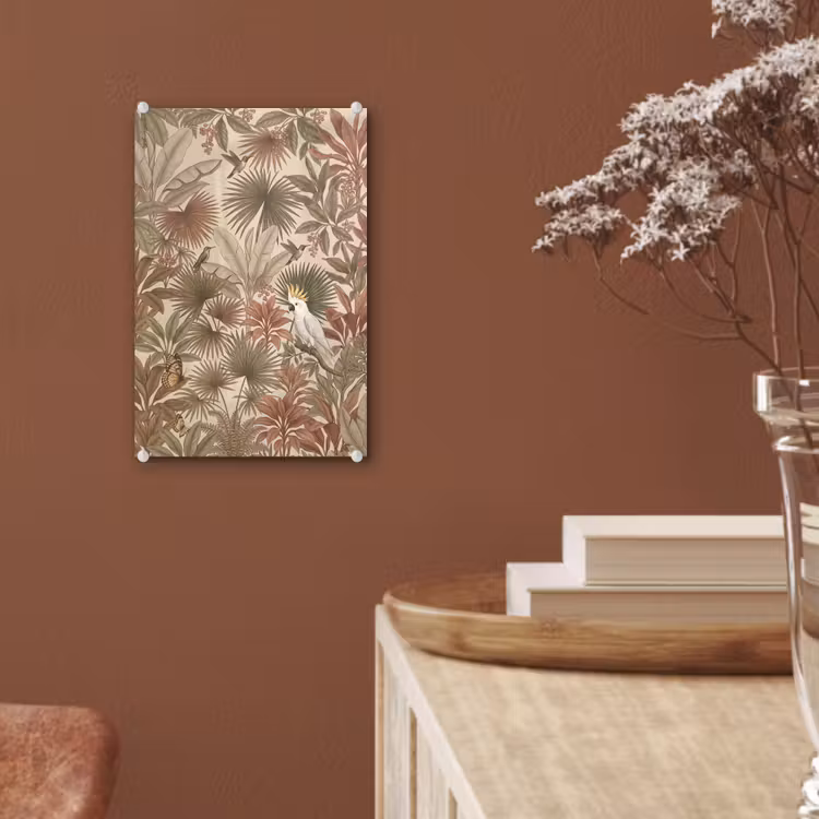 Glas schilderij - Tropisch - Vogels - Beige — 6