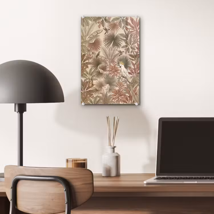 Glas schilderij - Tropisch - Vogels - Beige — 7