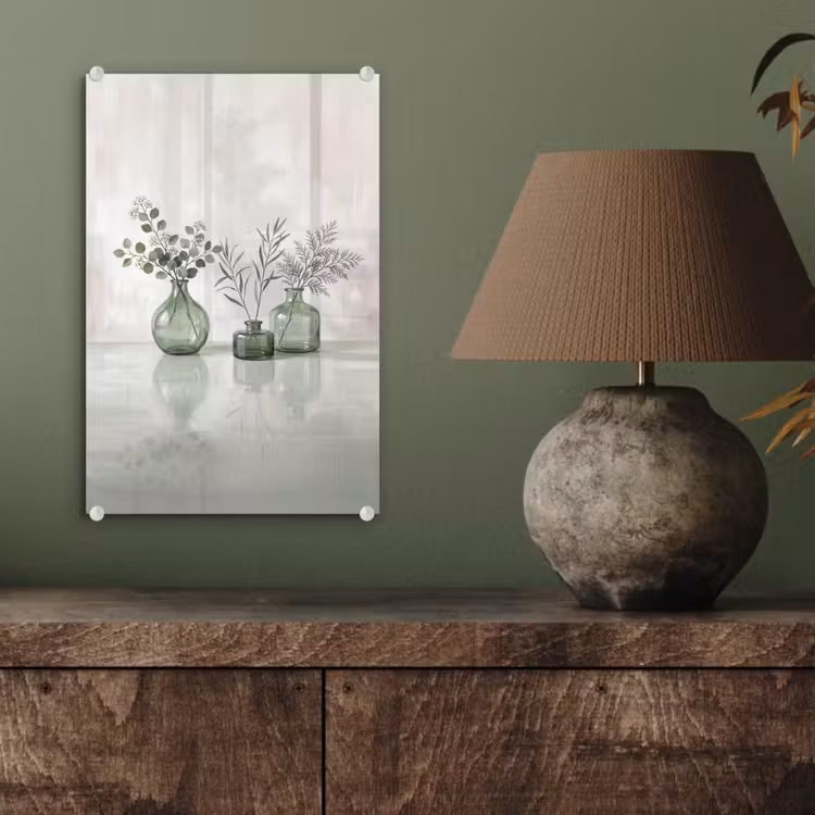 Glas schilderij - Vazen - Bladeren - Groen — 4