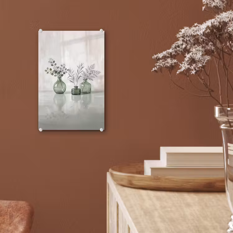 Glas schilderij - Vazen - Bladeren - Groen — 6