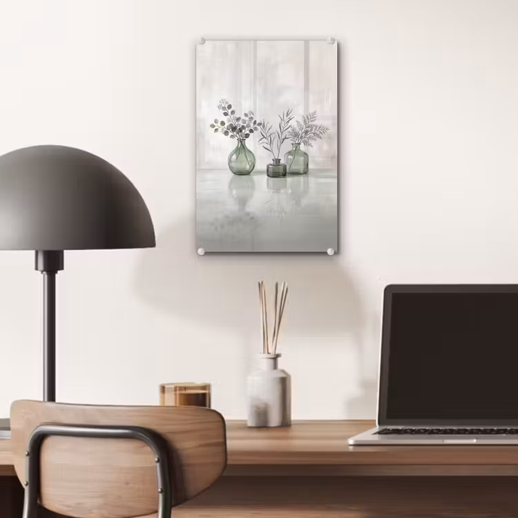 Glas schilderij - Vazen - Bladeren - Groen — 7