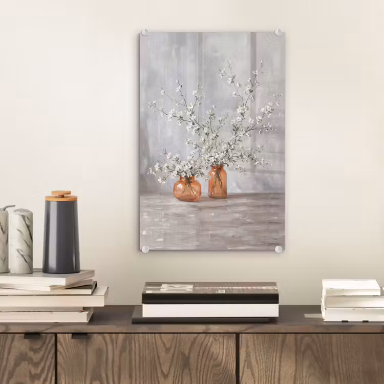 Glas schilderij - Vazen - Bloemen - Oranje — 2