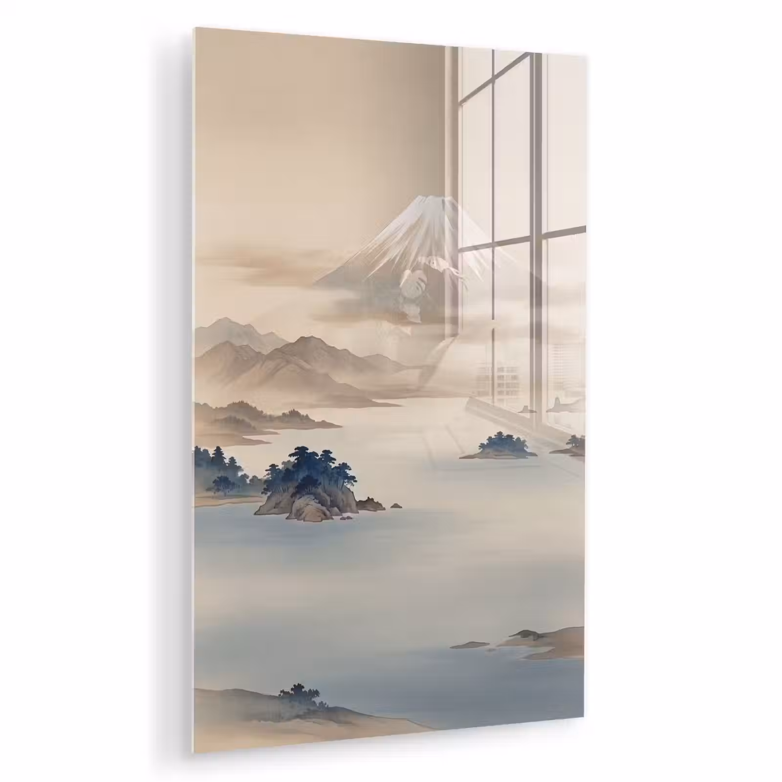 Glas schilderij - Japans - Landschap - Beige — 1