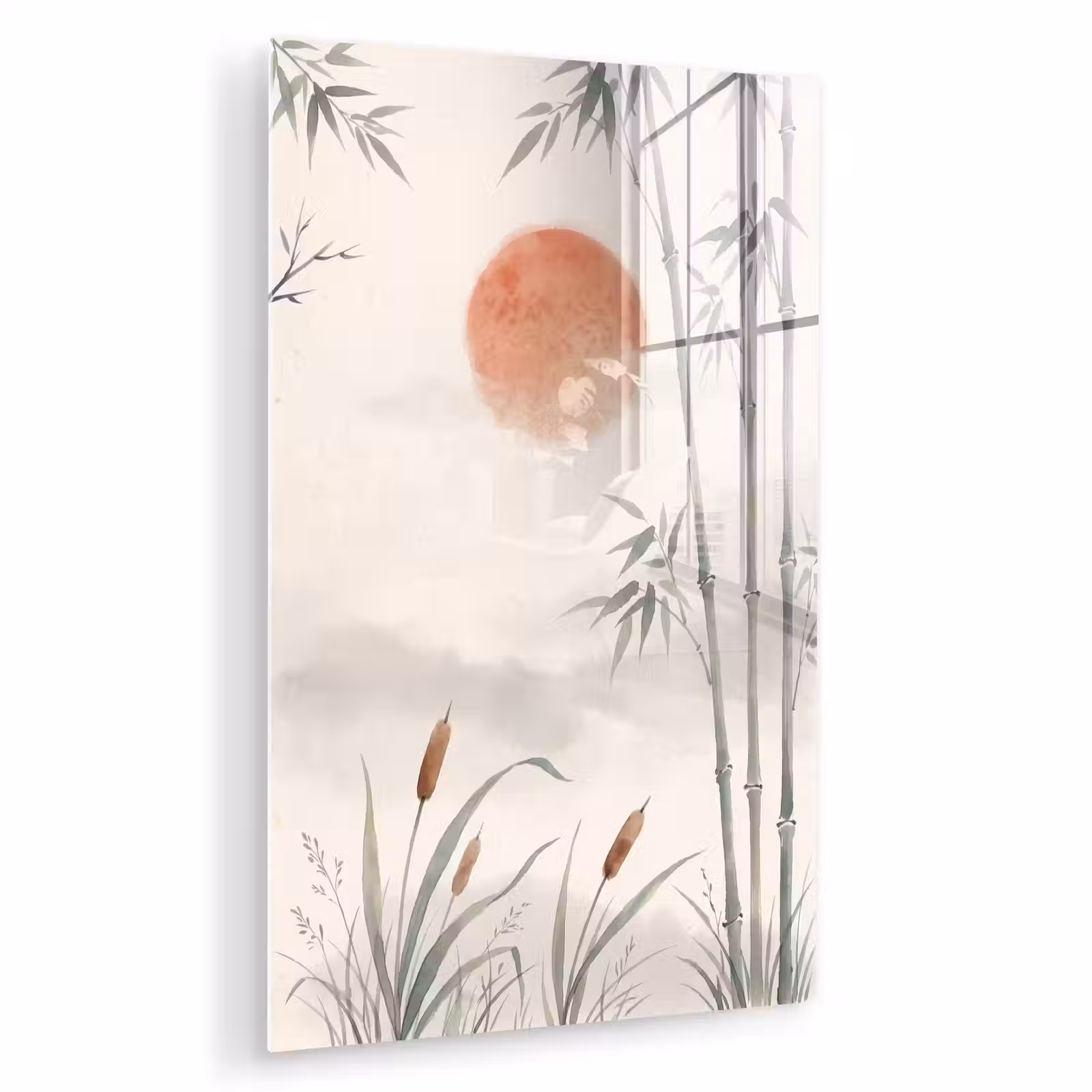 Glas schilderij - Minimalistisch - Bamboe - Groen — 1