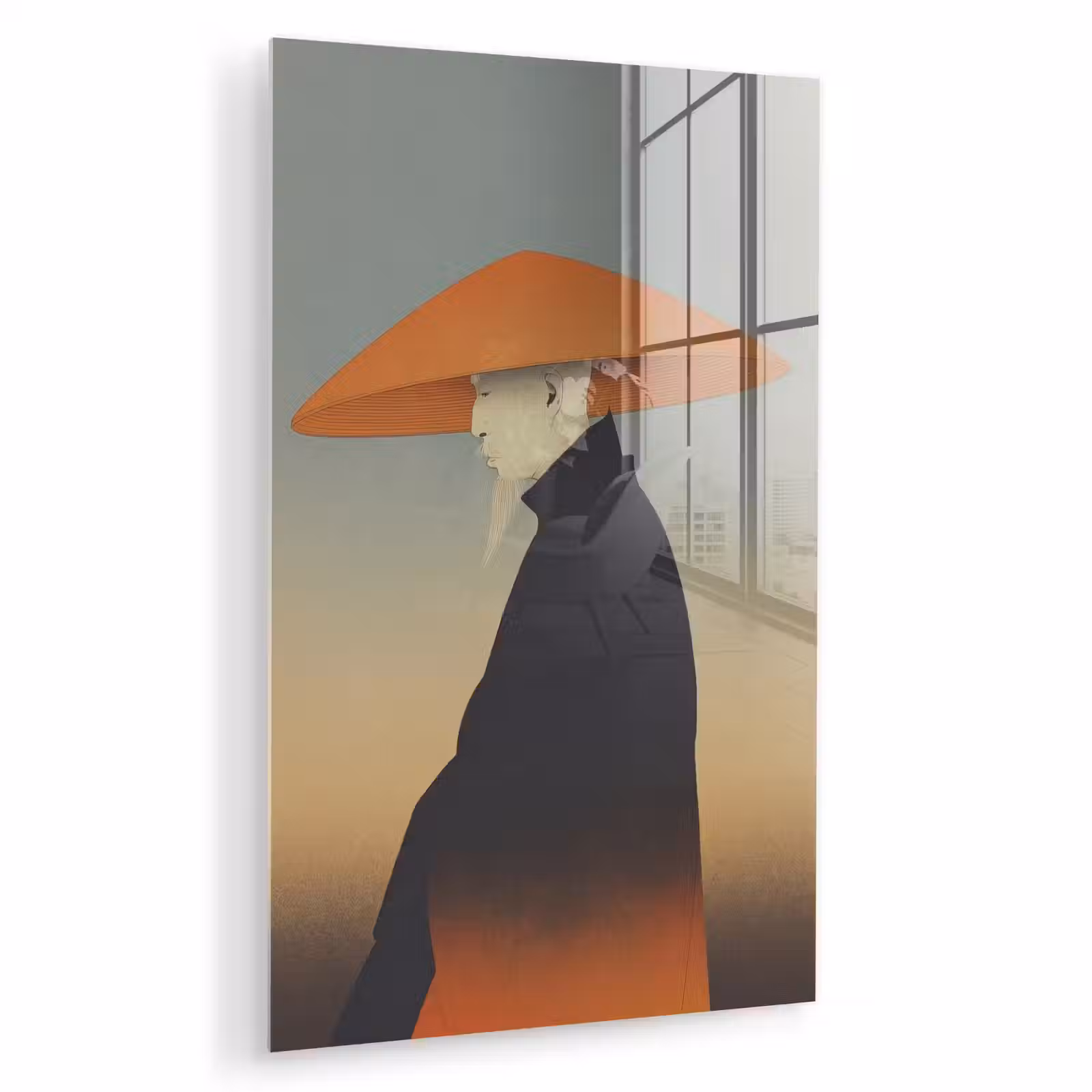 Glas schilderij - Minimalistisch - Silhouet - Oranje — 1
