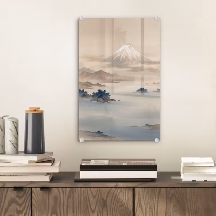 Glas schilderij - Japans - Landschap - Beige — 2