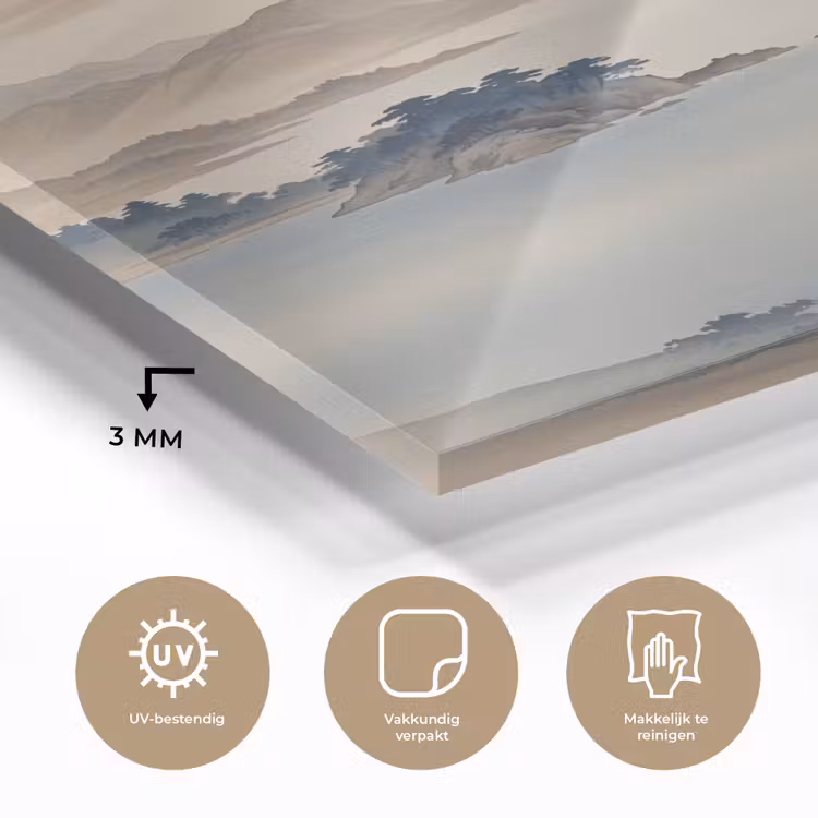 Glas schilderij - Japans - Landschap - Beige — 3
