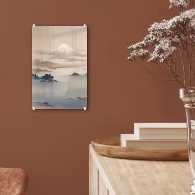 Glas schilderij - Japans - Landschap - Beige — 6