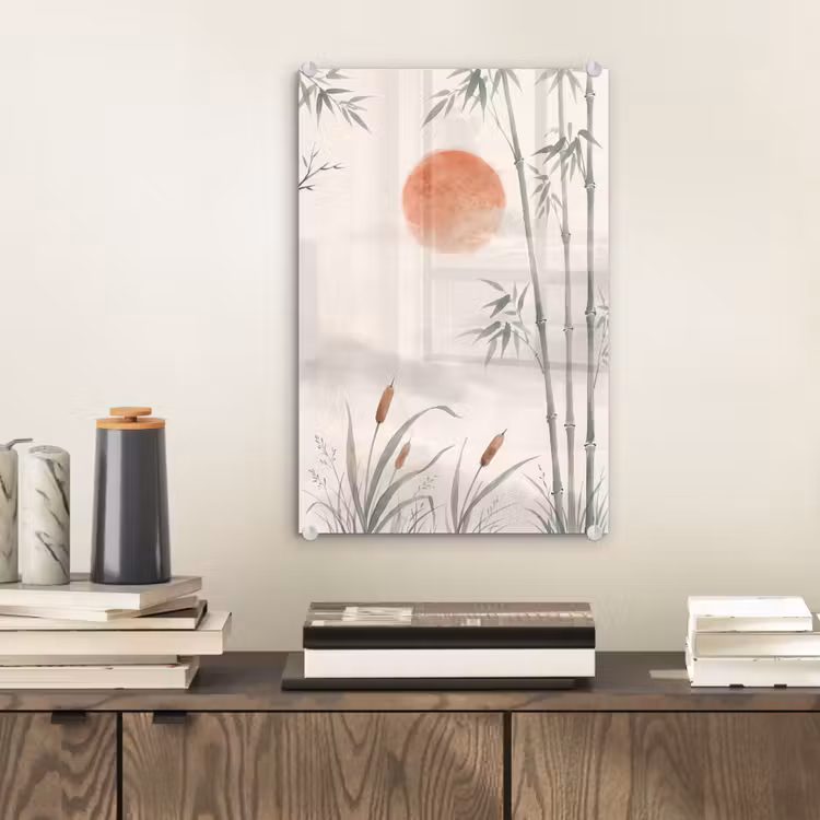 Glas schilderij - Minimalistisch - Bamboe - Groen — 2