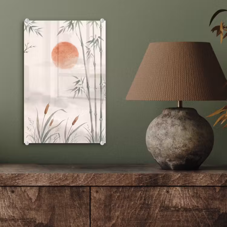 Glas schilderij - Minimalistisch - Bamboe - Groen — 4