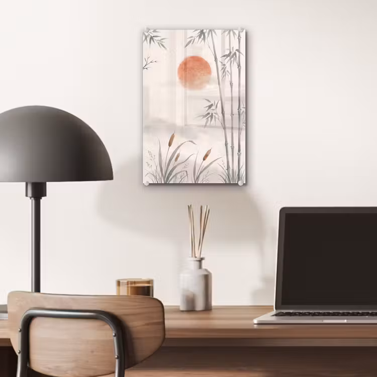 Glas schilderij - Minimalistisch - Bamboe - Groen — 7