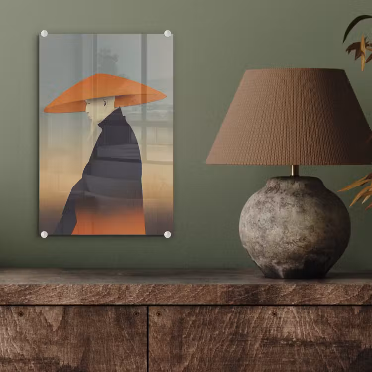 Glas schilderij - Minimalistisch - Silhouet - Oranje — 4
