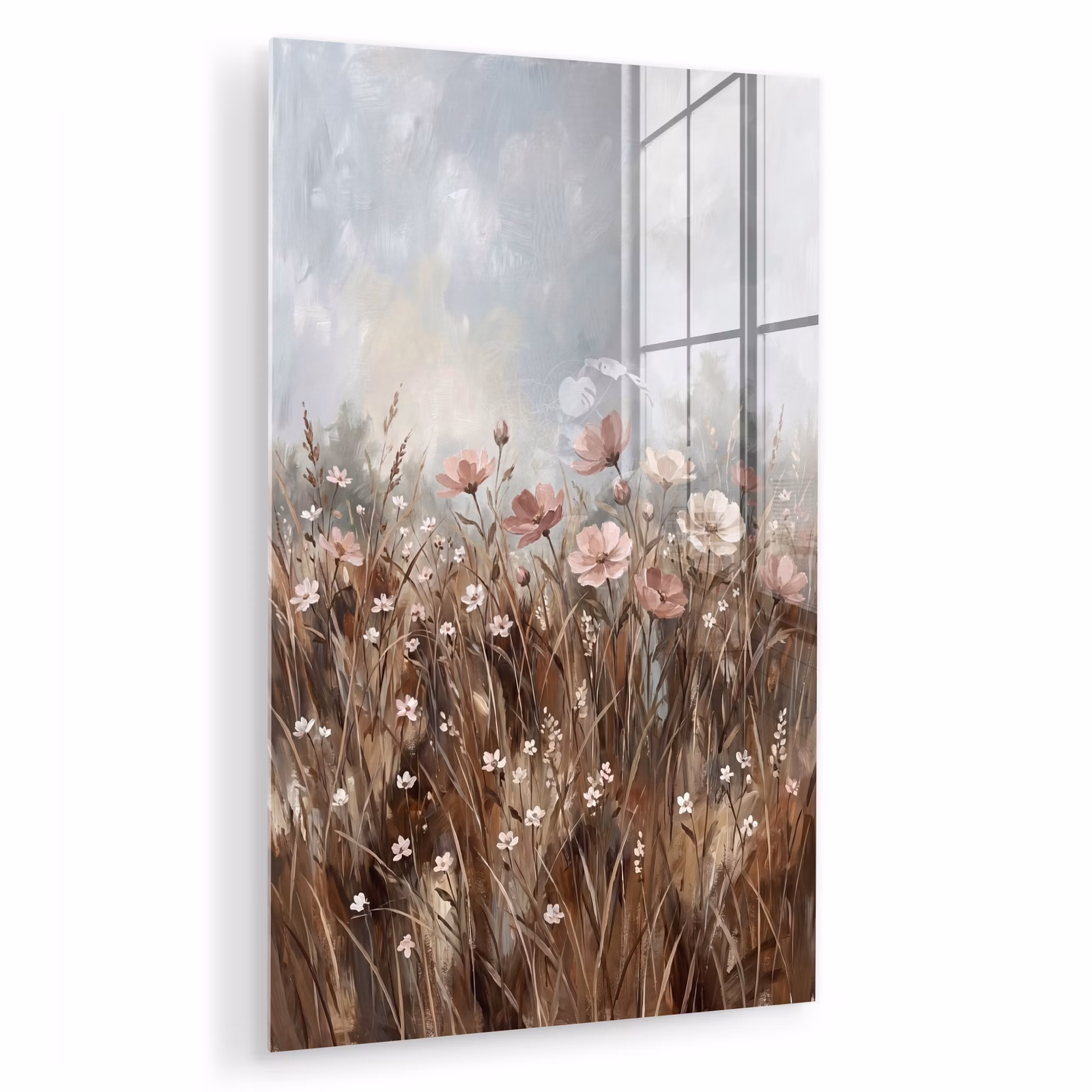 Glas schilderij - Bloemen - Botanisch - Schilderij - Pastel - Rustiek — 1