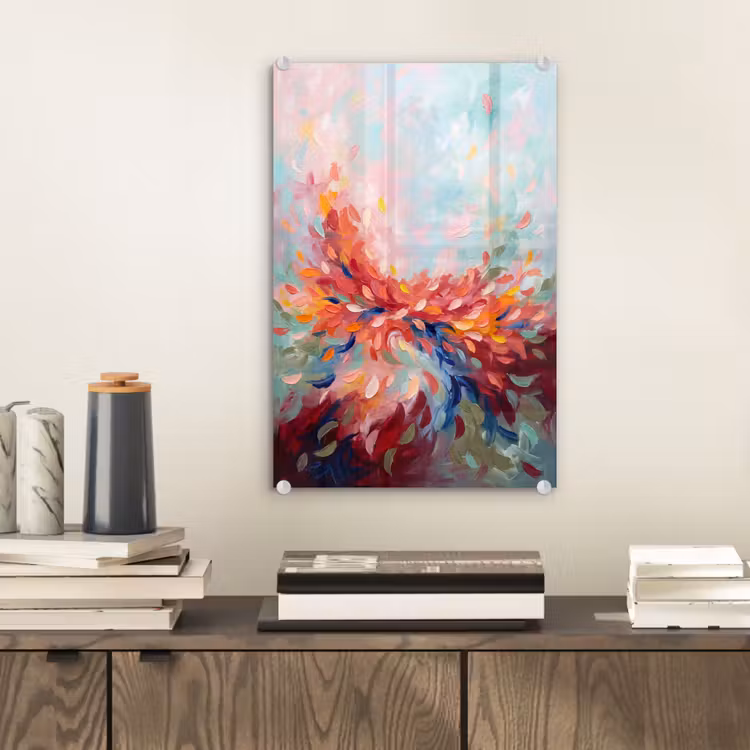 Glas schilderij - Bloemen - Abstract - Kunst - Modern — 2