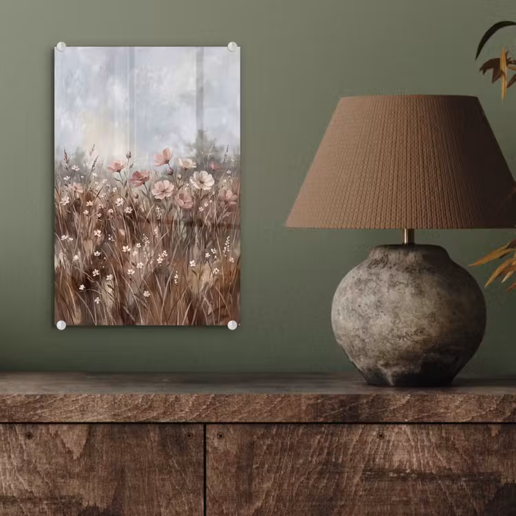 Glas schilderij - Bloemen - Botanisch - Schilderij - Pastel - Rustiek — 4