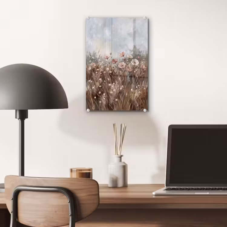 Glas schilderij - Bloemen - Botanisch - Schilderij - Pastel - Rustiek — 7