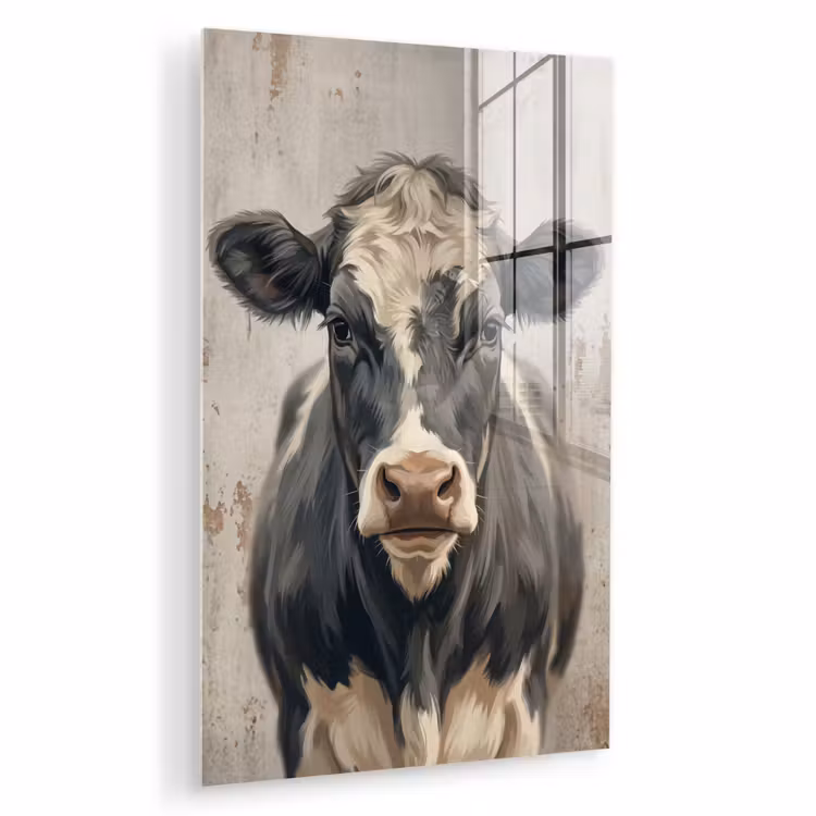 Glas schilderij - Koe - Portret - Dieren - Modern — 1