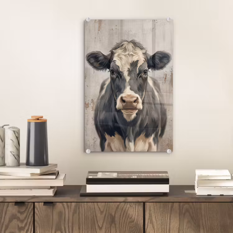 Glas schilderij - Koe - Portret - Dieren - Modern — 2