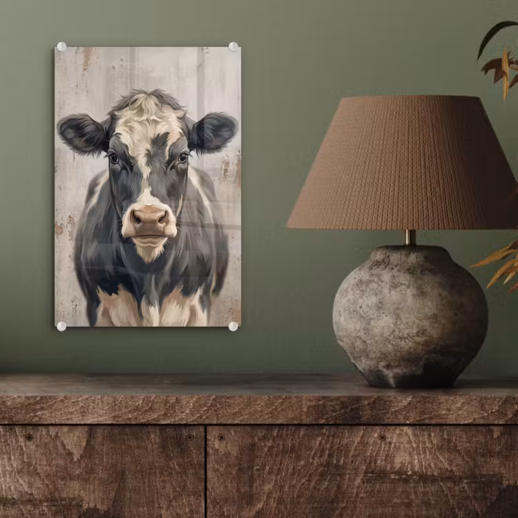 Glas schilderij - Koe - Portret - Dieren - Modern — 4