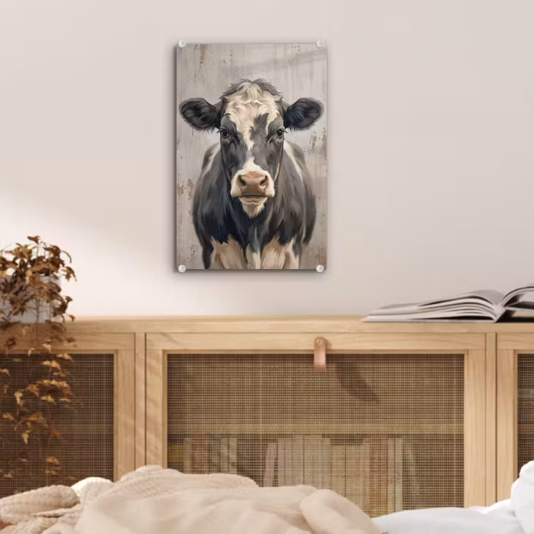 Glas schilderij - Koe - Portret - Dieren - Modern — 5