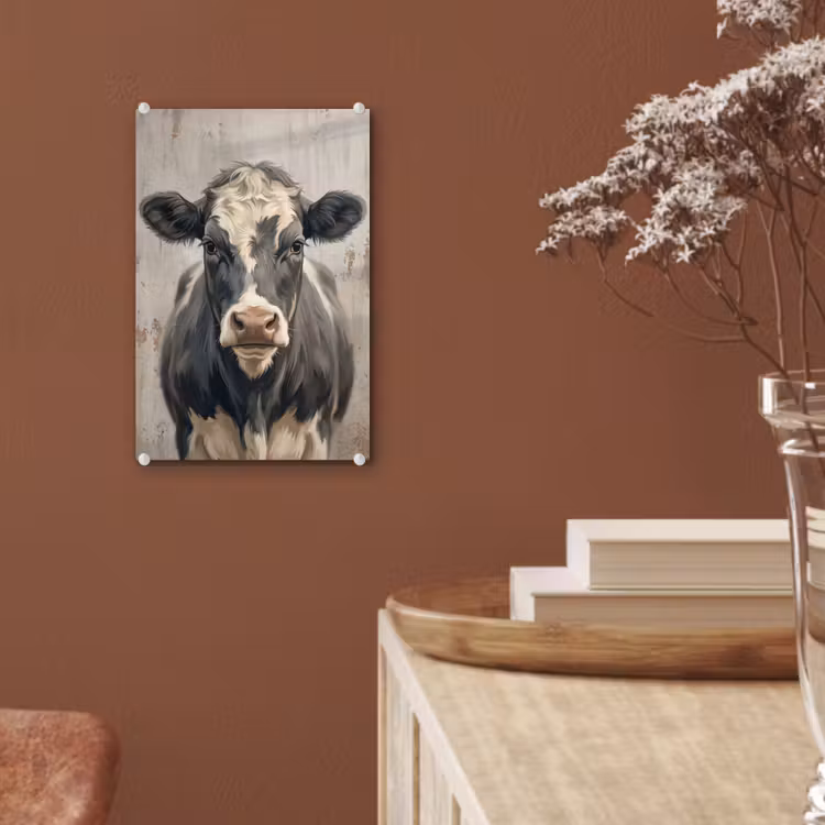 Glas schilderij - Koe - Portret - Dieren - Modern — 6