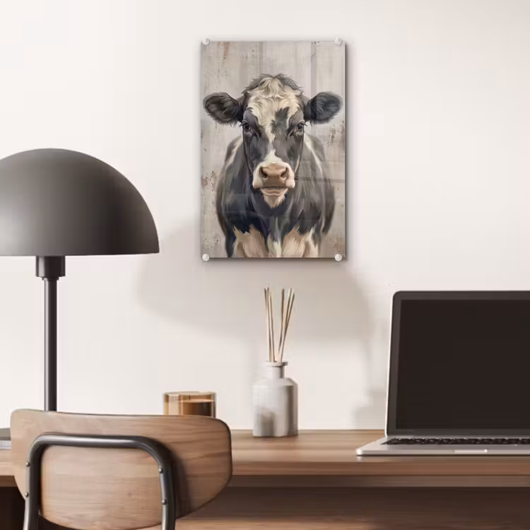 Glas schilderij - Koe - Portret - Dieren - Modern — 7