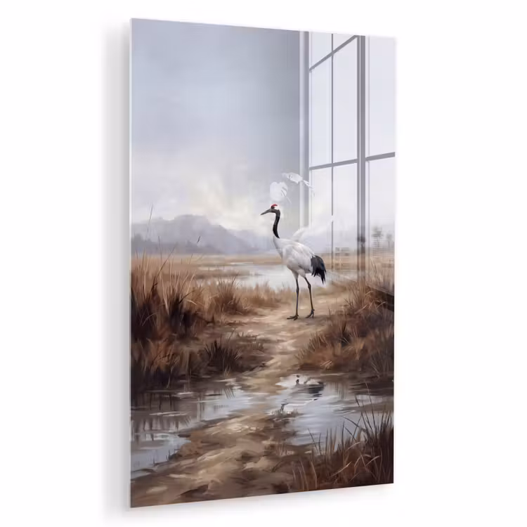 Glas schilderij - Kraanvogel - Natuur - Realistisch — 1