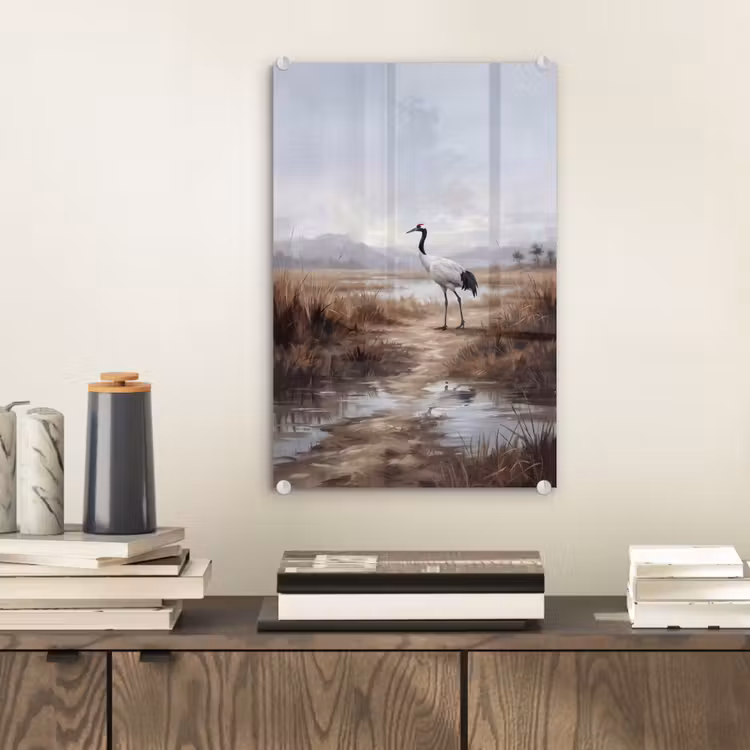 Glas schilderij - Kraanvogel - Natuur - Realistisch — 2