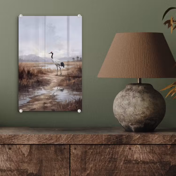 Glas schilderij - Kraanvogel - Natuur - Realistisch — 4