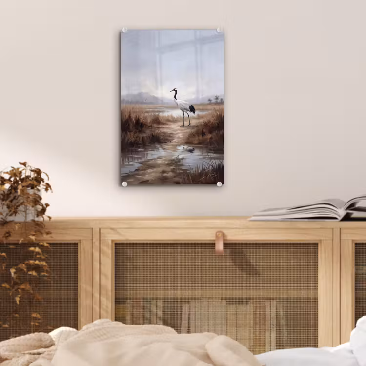 Glas schilderij - Kraanvogel - Natuur - Realistisch — 5