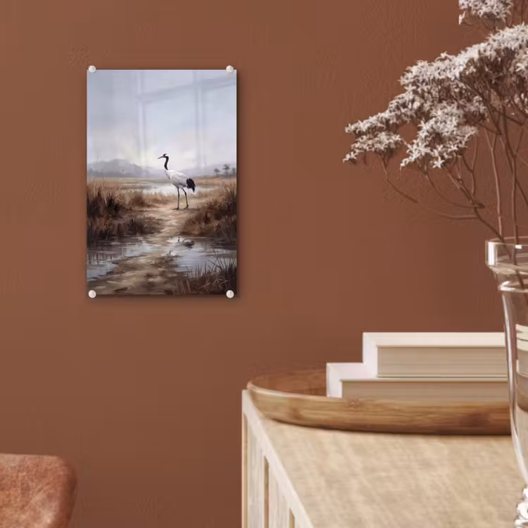 Glas schilderij - Kraanvogel - Natuur - Realistisch — 6