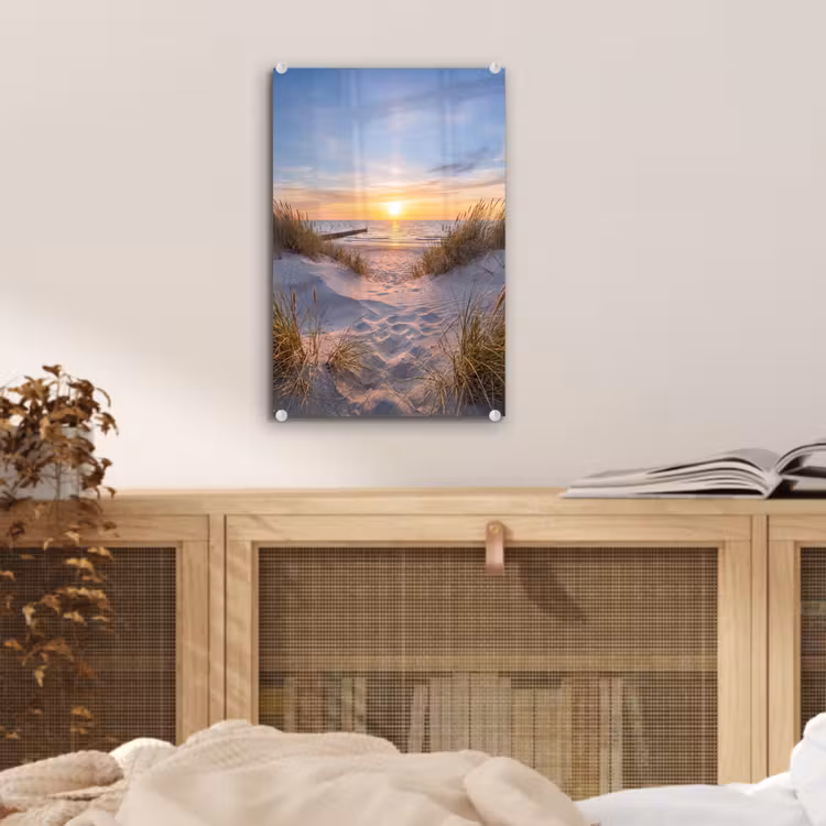Glas schilderij - Strand - Zonsondergang - Natuur - Landschap — 5