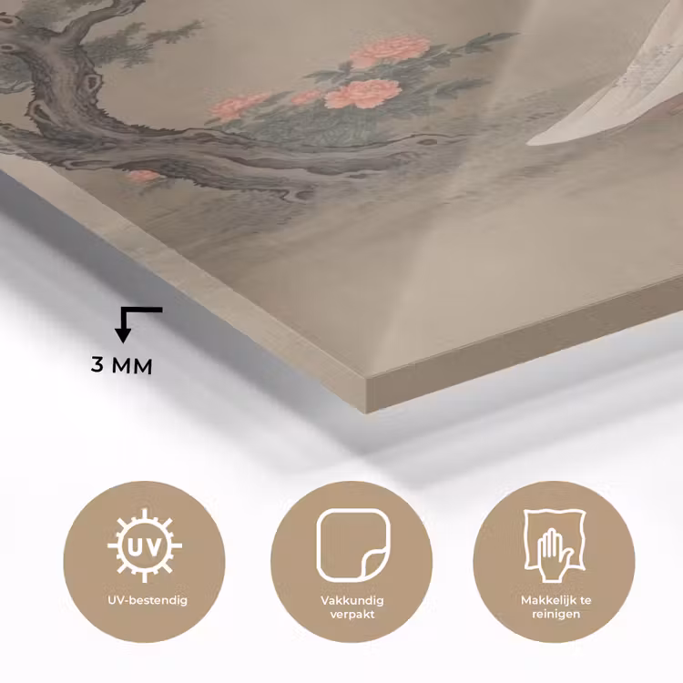 Glas schilderij - Vrouw - Azië - Kunst - Beige — 3