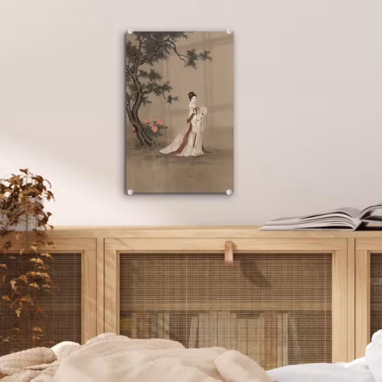 Glas schilderij - Vrouw - Azië - Kunst - Beige — 5