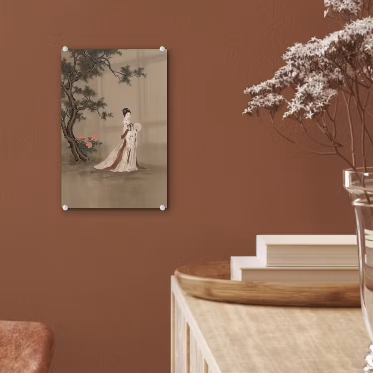 Glas schilderij - Vrouw - Azië - Kunst - Beige — 6