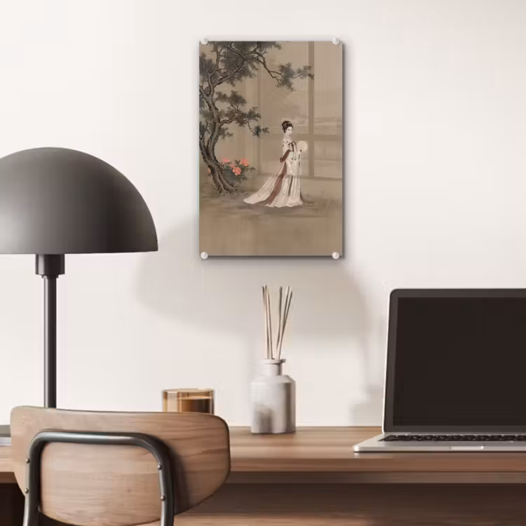 Glas schilderij - Vrouw - Azië - Kunst - Beige — 7