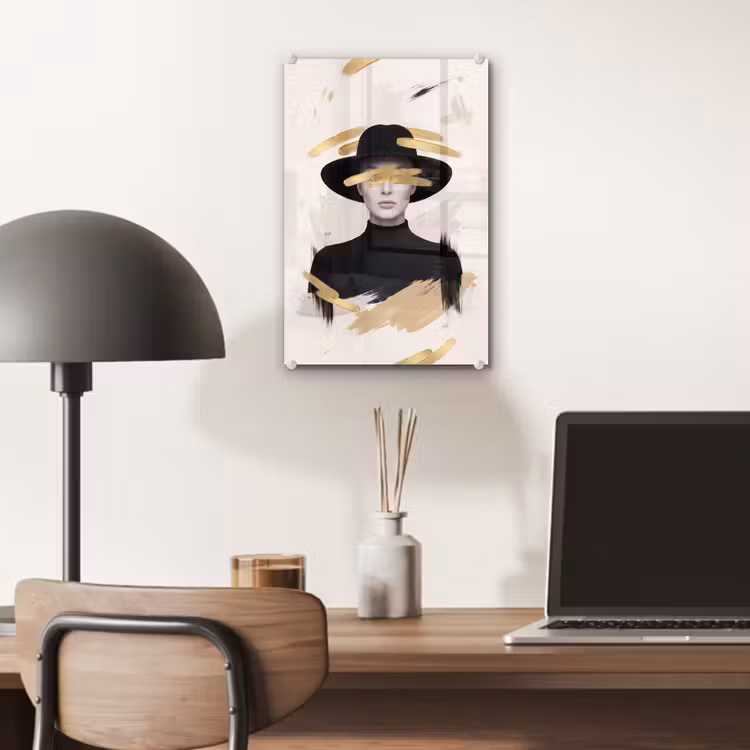 Glas schilderij - Vrouw - Portret - Modern - Goud - Kunst — 7