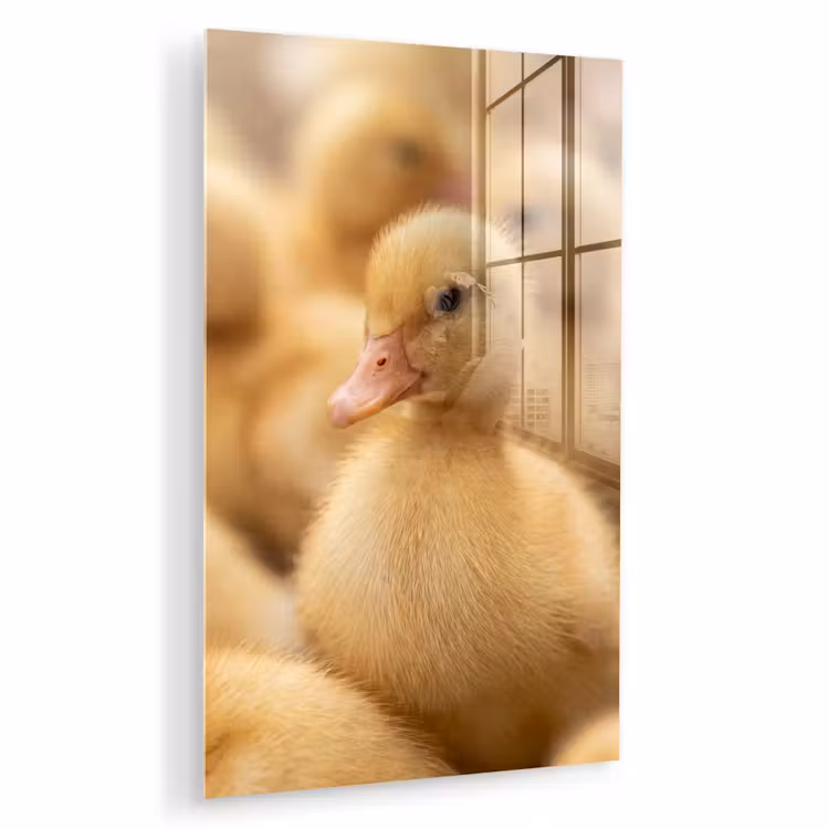 Glas schilderij - Pijltje - Eend - Natuur - Geel — 1
