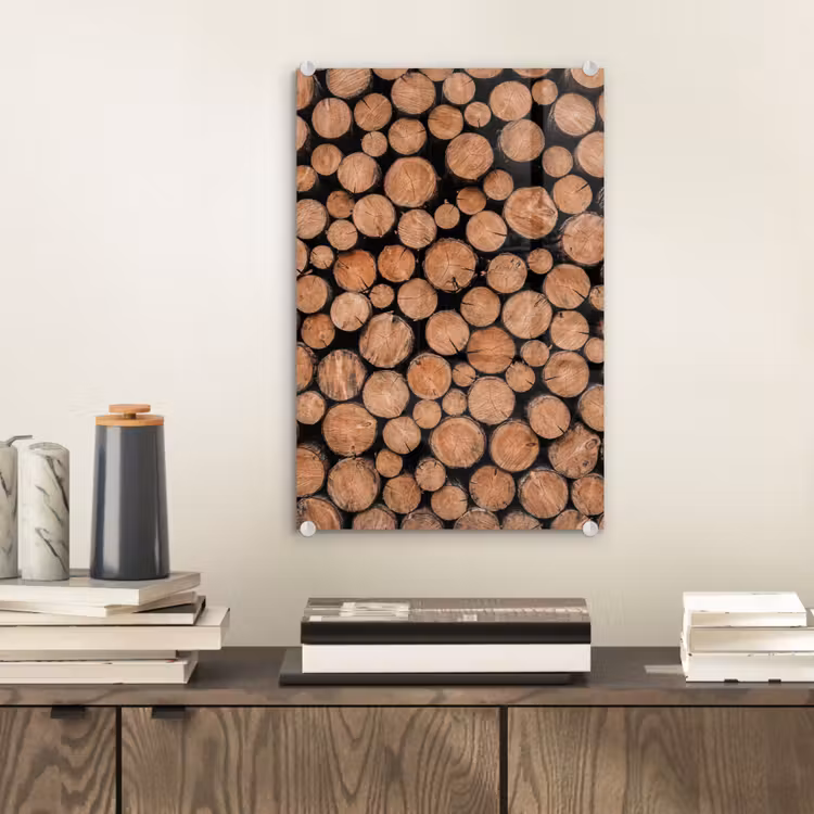 Glas schilderij - Houtblokken - Textuur - Patroon - Bruin - Rustiek — 2