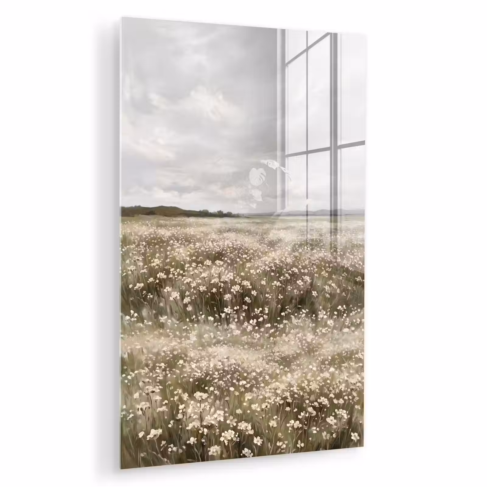 Glas schilderij - Illustratie - Landschap - Wit — 1