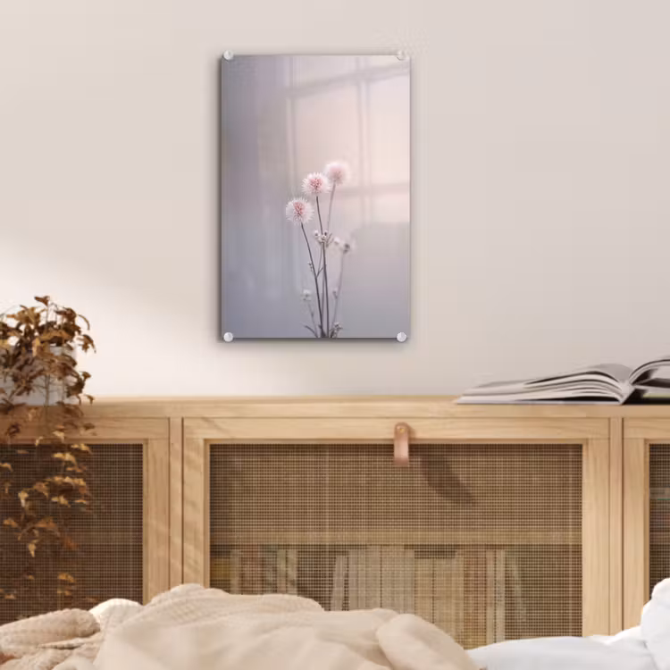 Glas schilderij - Bloemen - Bollen - Roze — 5