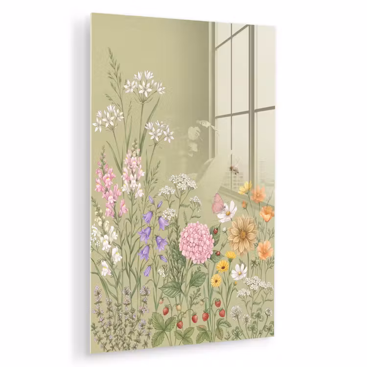 Glas schilderij - Botanisch - Bloemen - Kleurrijk — 1