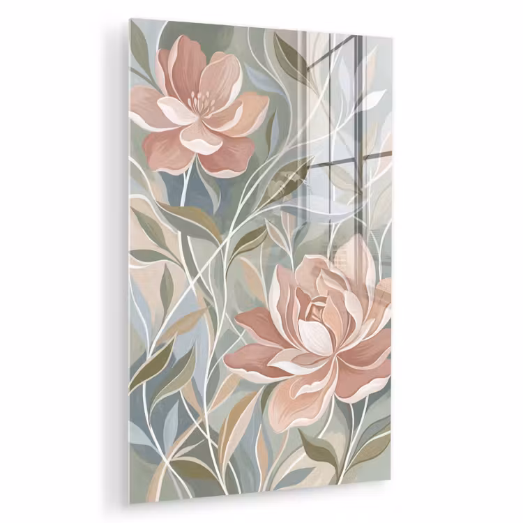 Glas schilderij - Elegant - Romantiek - Roze — 1