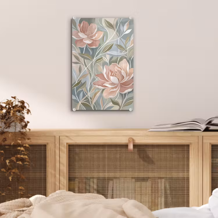 Glas schilderij - Elegant - Romantiek - Roze — 5