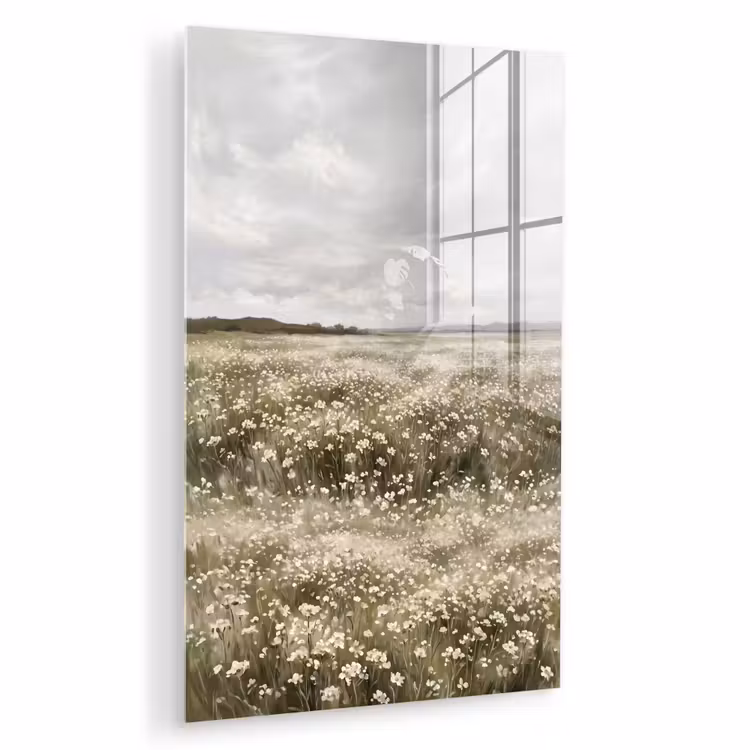 Glas schilderij - Illustratie - Landschap - Wit — 1