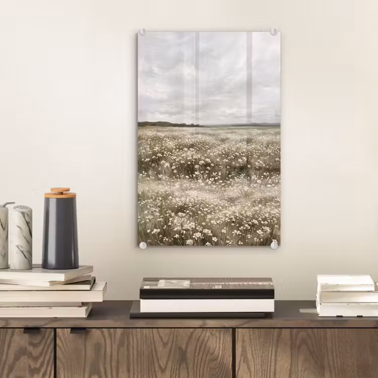 Glas schilderij - Illustratie - Landschap - Wit — 2
