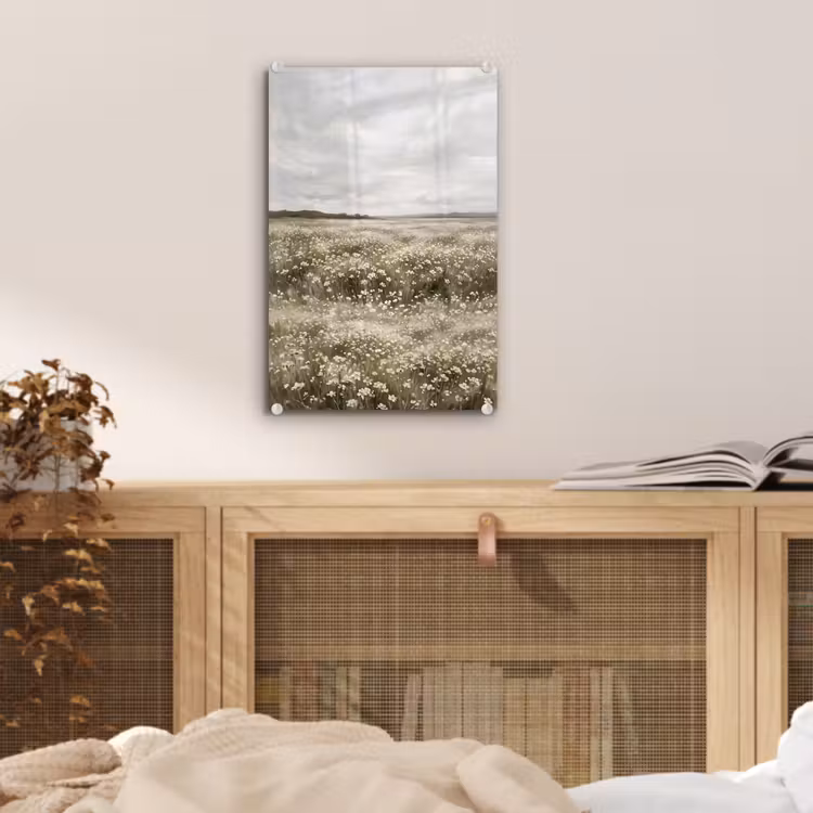 Glas schilderij - Illustratie - Landschap - Wit — 5